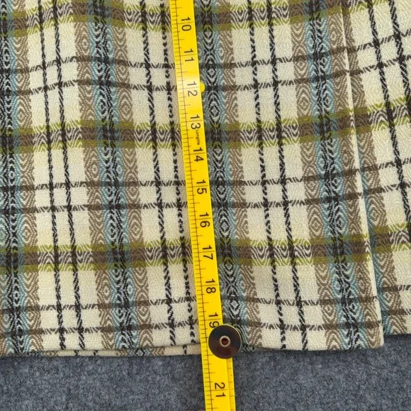 Ann Taylor Loft Petites Wool Blend Plaid Mini Skirt Green Blue Cream Size 6P - Picture 6 of 6